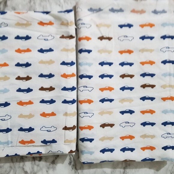 Fabric Cotton Cars 2 Remnants 2 3/4 and 2 Yards 28-29" Wide Tan Blue - Picture 1 of 7